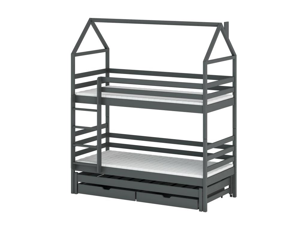 Bed - Wood - Gray - 80x180 cm