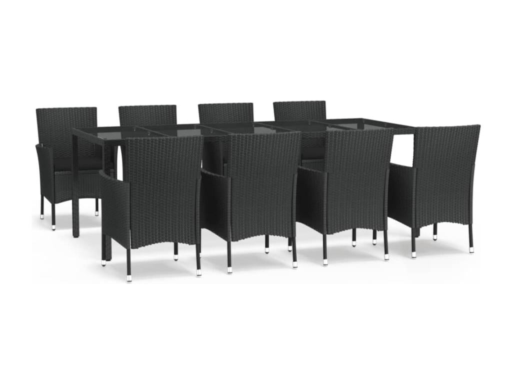 Outdoor Dining Set - Rattan - Black
