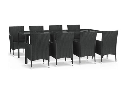 Outdoor Dining Set - Rattan - Black