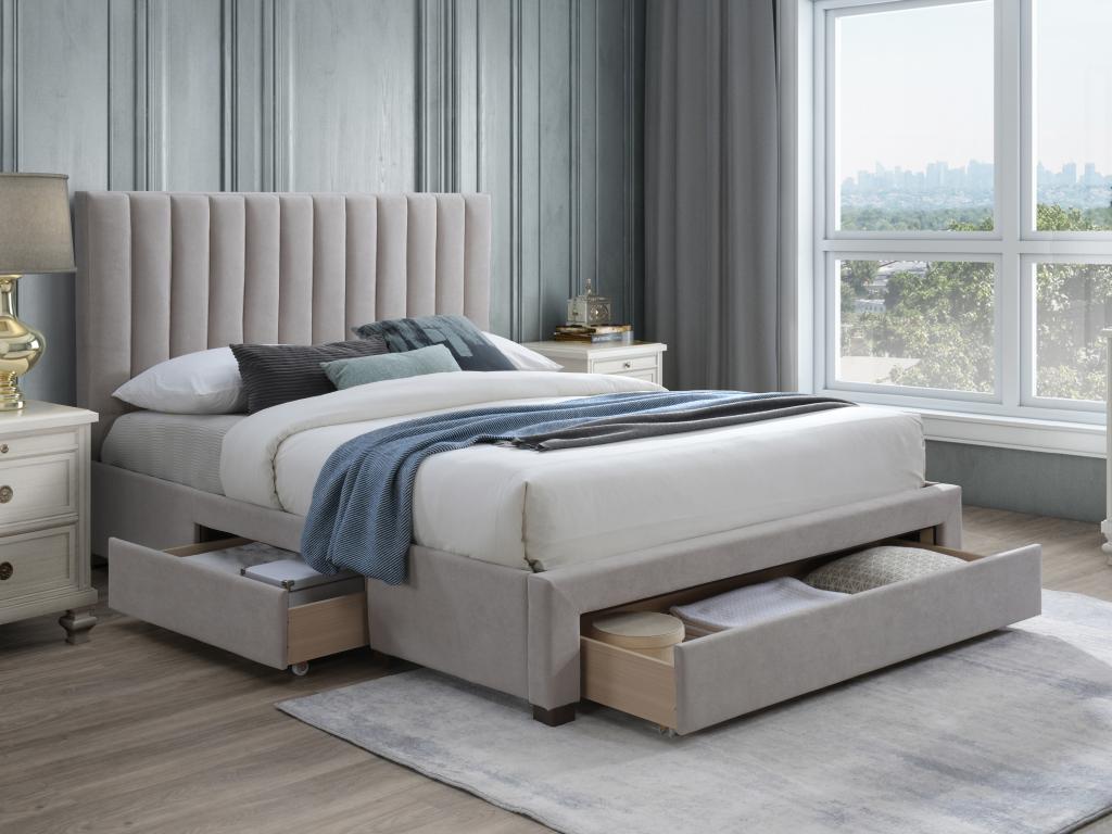 Bed - 100 % Polyester - Beige - 160x200 cm