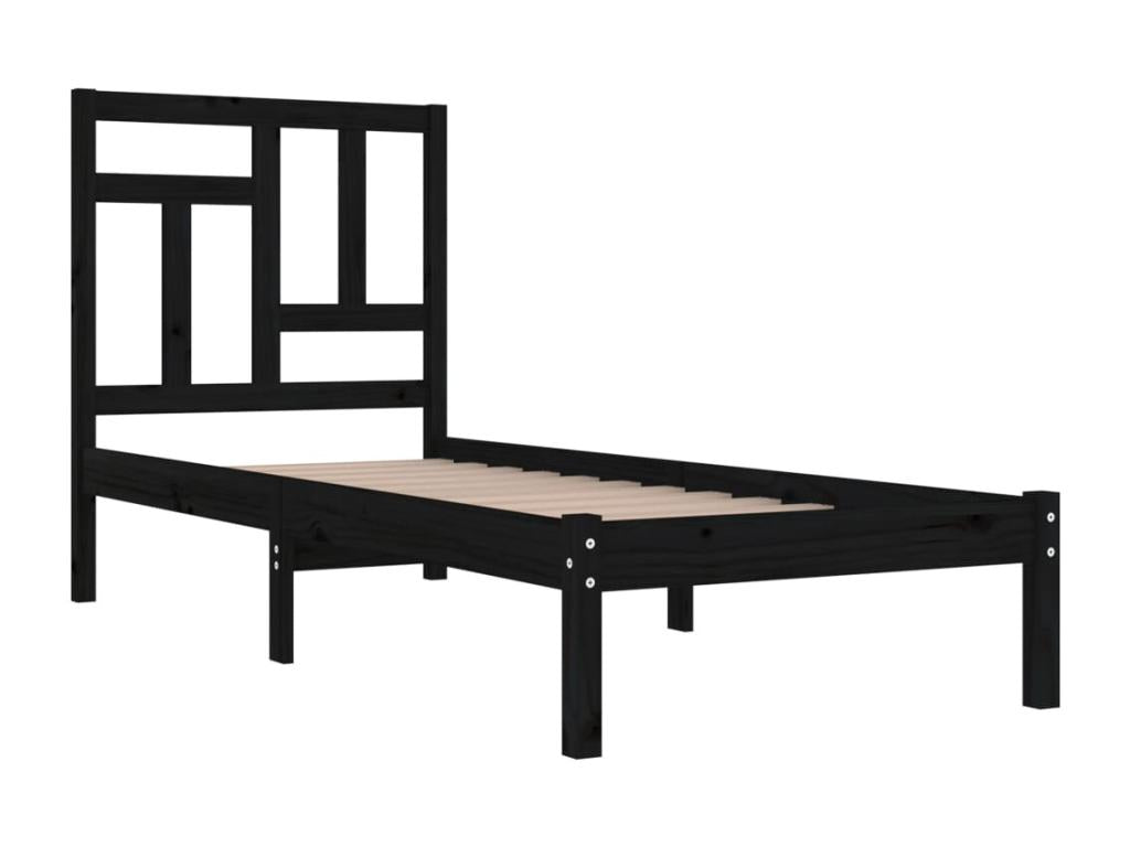 Bed Frame - Wood - Black - 70x190 cm