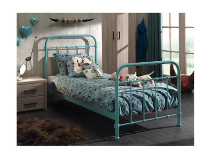 Bed - Metal - Blue - 90x200 cm