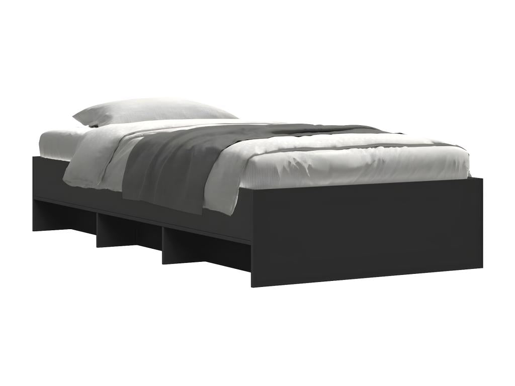 Bed Frame - Engineered Wood, Wood - Black - 100x200 cm