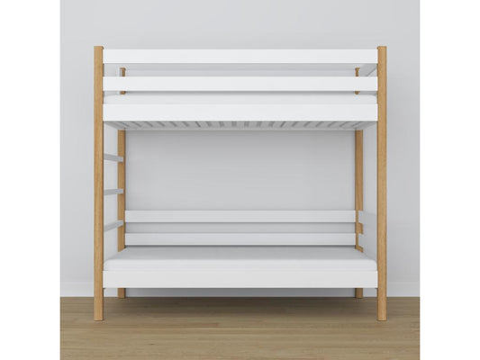 Bed - Chêne, Pin - White / Brown - 90x190 cm