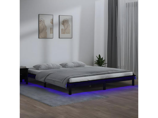 Bed Frame - Wood - Black - 200x200 cm