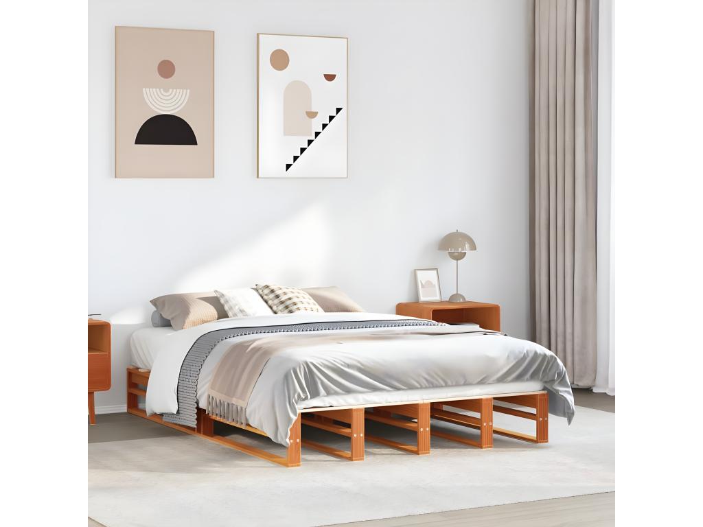 Bed Frame - Wood - Brown - 140x200 cm
