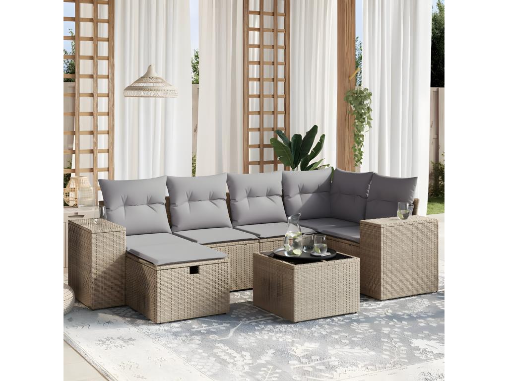 Outdoor Patio Set - Résine - Beige