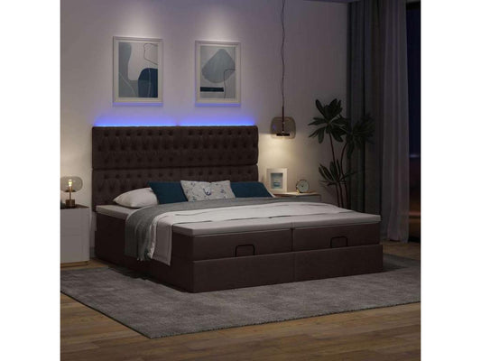 Bed Frame - Polyester - Brown - 200x200 cm