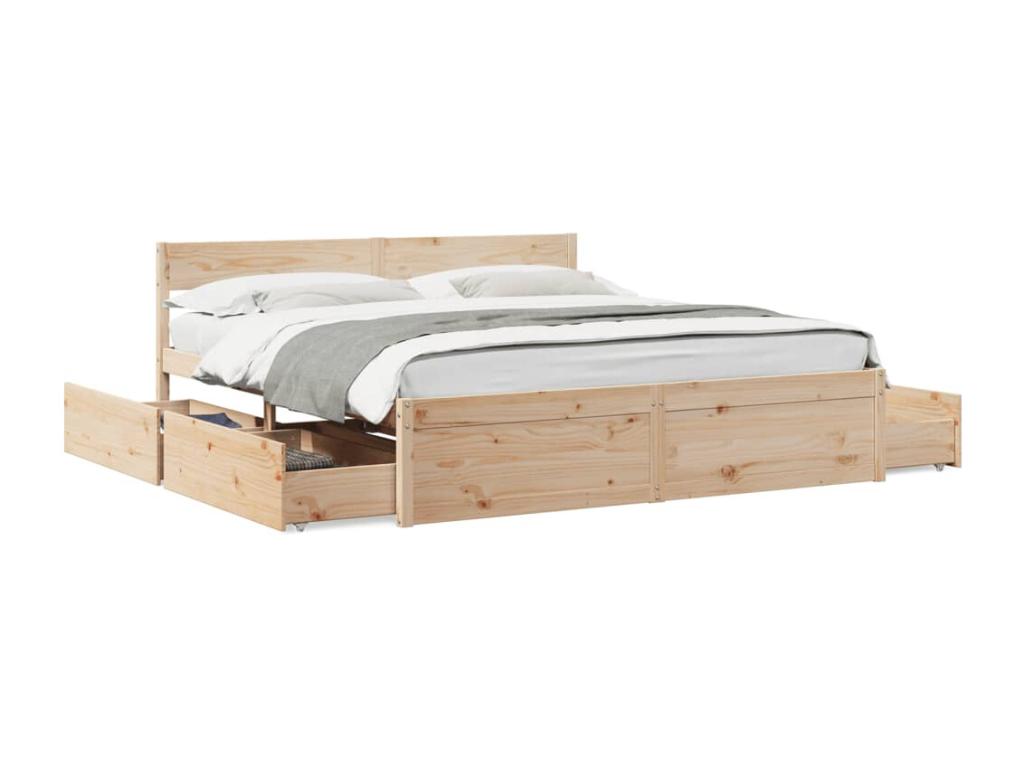 Bed Frame - Wood - Brown - 200x200 cm