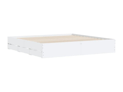Bed Frame - Engineered Wood, Wood - White - 200x200 cm
