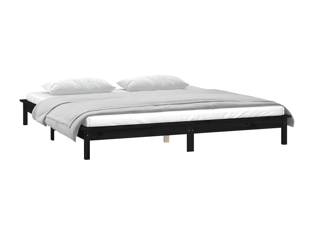 Bed Frame - Wood - Black - 200x200 cm