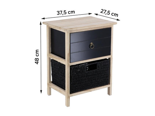 Nightstand - Wood - Black
