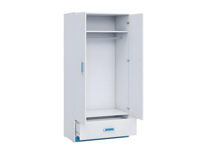 Wardrobe - Engineered Wood, Wood - Blue - 90x50 cm