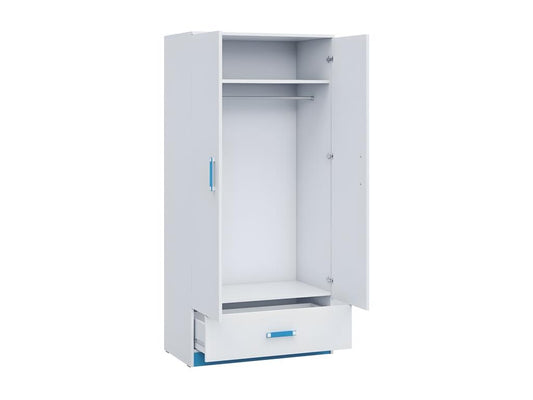 Wardrobe - Engineered Wood, Wood - Blue - 90x50 cm