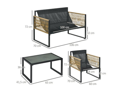 Outdoor Patio Set - Steel - Black