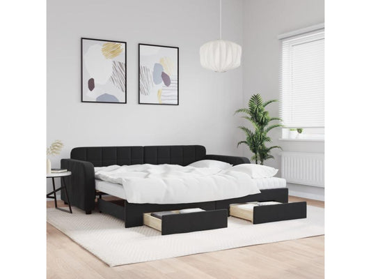 Daybed - Velvet - Black - 90x190 cm
