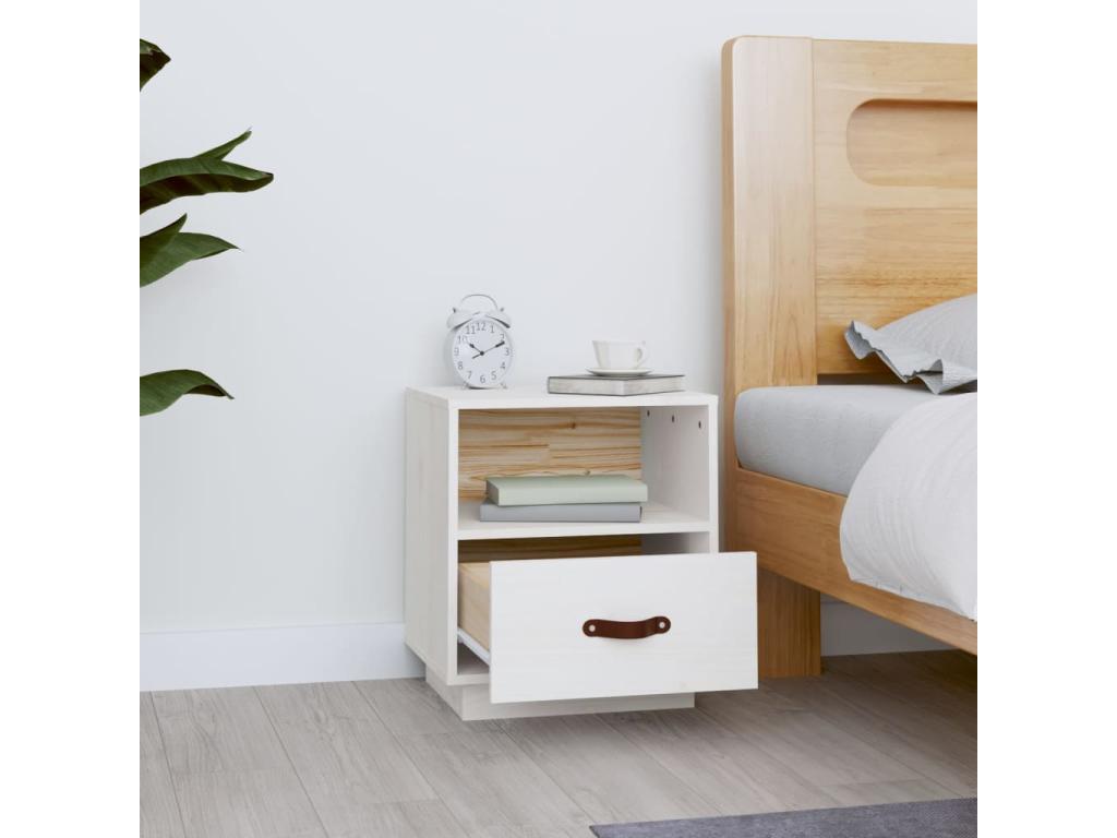 Nightstand - Wood - White - 34x45 cm