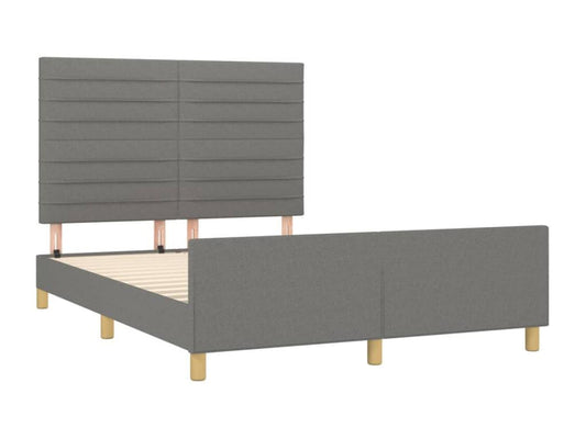 Bed Frame - Polyester - Gray - 140x190 cm