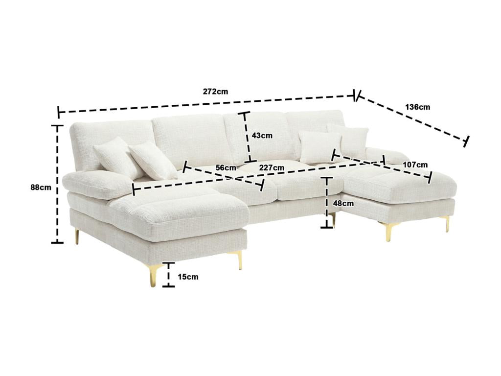 Sofa - Wood - Beige - 136x88 cm