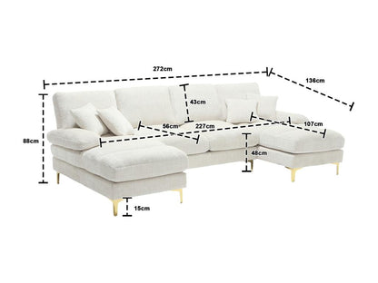 Sofa - Wood - Beige - 136x88 cm