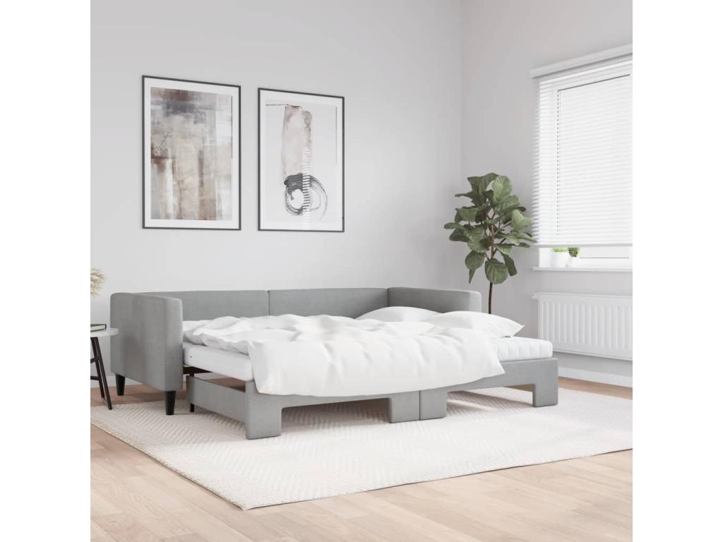 Daybed - Polyester - Gray - 90x190 cm