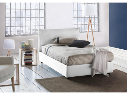 Storage Bed - Engineered Wood, Wood - White - 120x200 cm