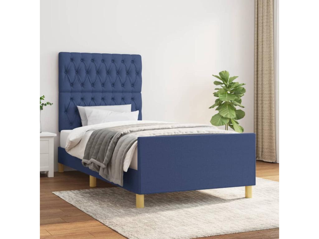 Bed Frame - Polyester - Blue - 100x200 cm