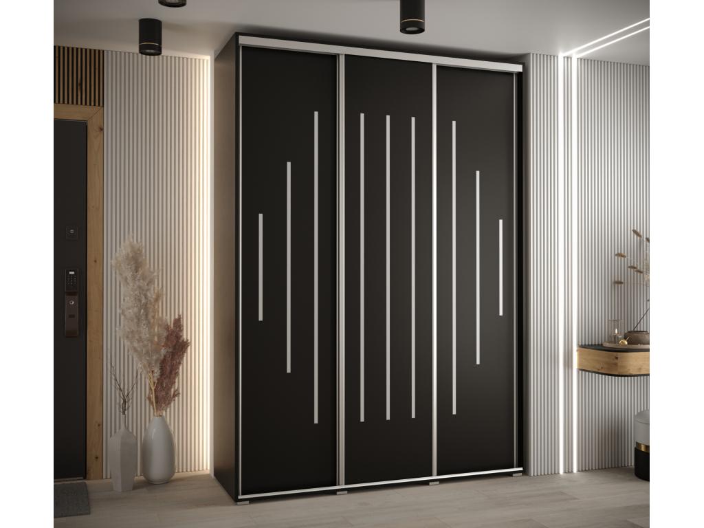 Wardrobe - Engineered Wood, Wood - Silver / Black