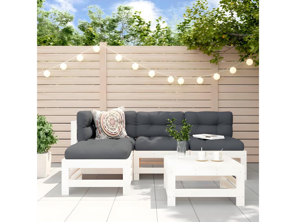 Outdoor Patio Set - Wood - White