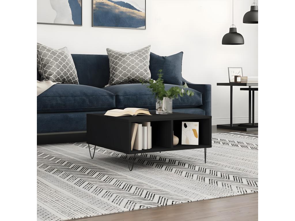 Coffee Table - Wood - Black - 60x30 cm