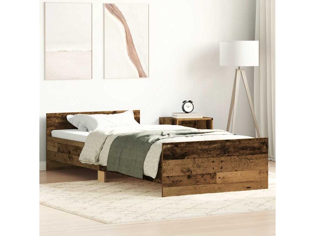 Bed Frame - Engineered Wood, Wood - Brown - 100x200 cm