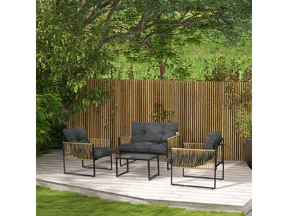 Outdoor Patio Set - Steel - Black