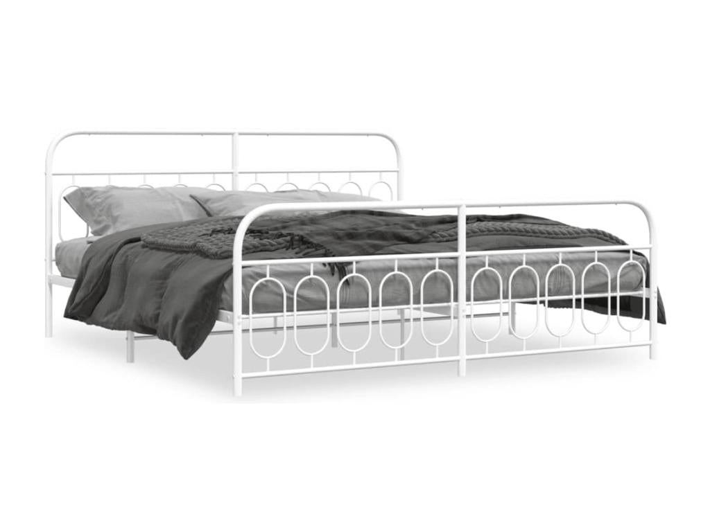 Bed Frame - Metal - White - 200x200 cm