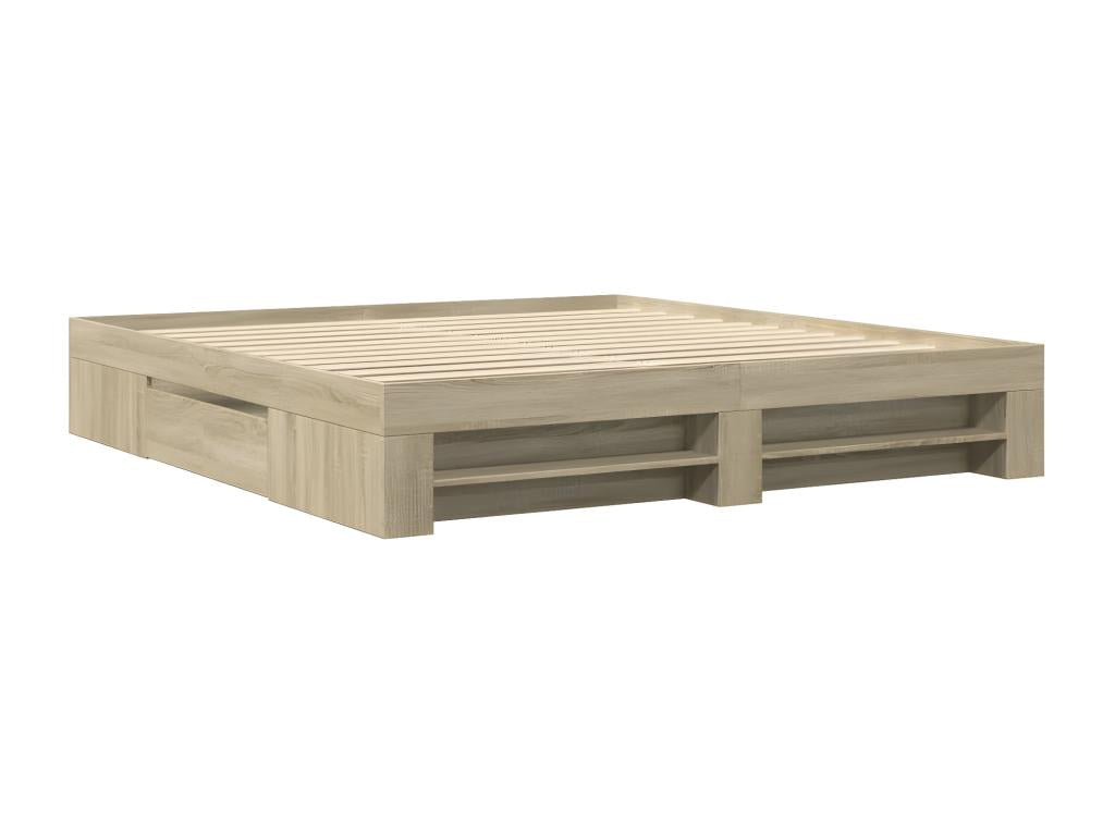 Bed Frame - Engineered Wood, Wood - Brown - 200x200 cm