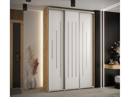 Wardrobe - Engineered Wood, Wood - Silver / White / Brown