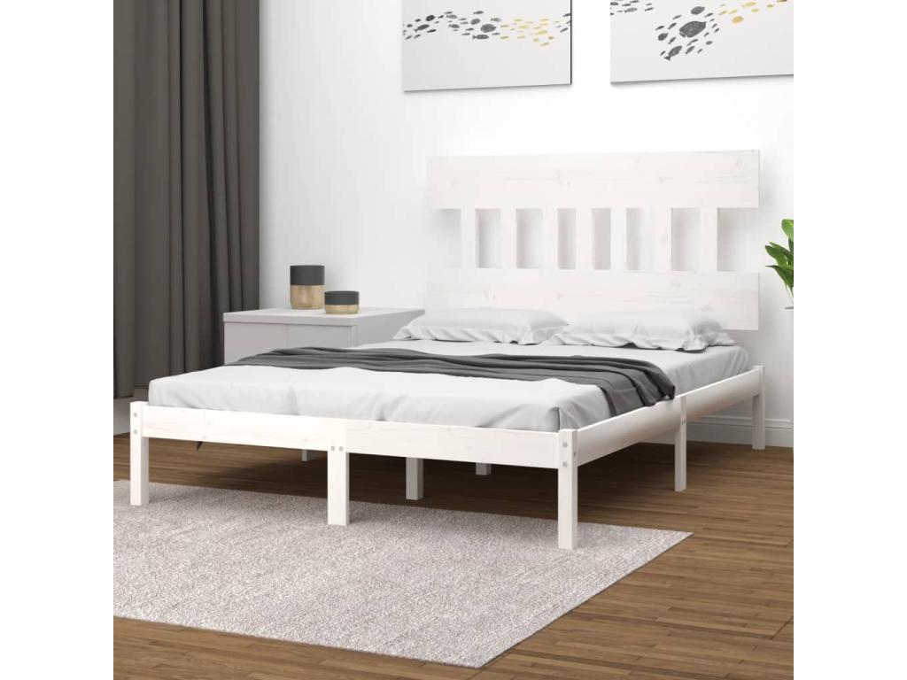 Bed Frame - Wood - White - 160x200 cm